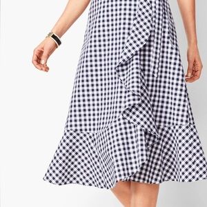 Talbots Asymmetrical Gingham Skirt in Black and White